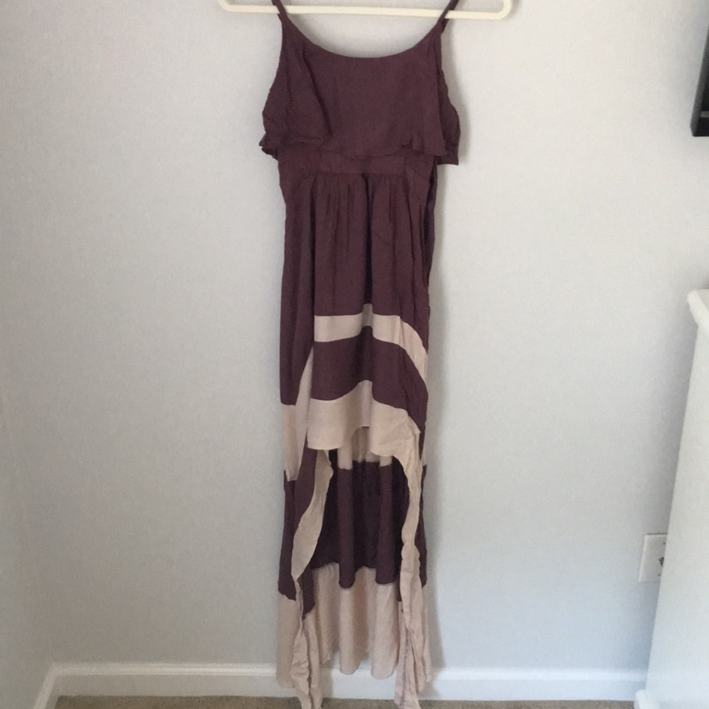 Plumb and cream high low dress